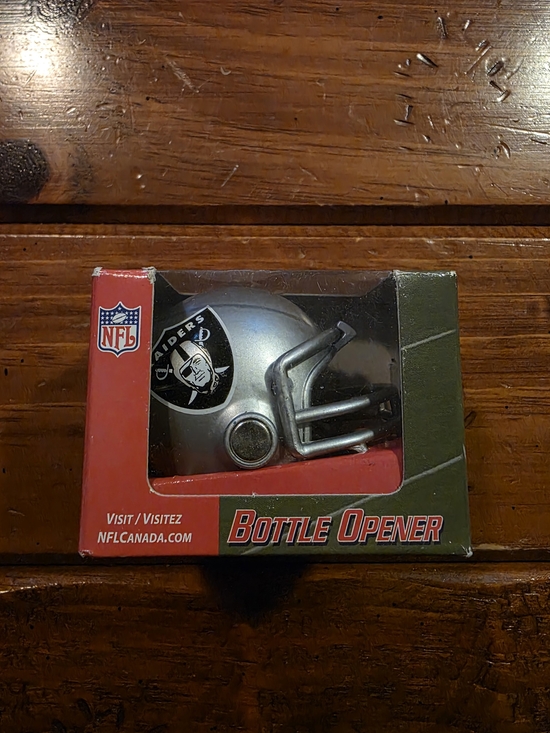 NFL Other - NFL Raiders Silver and Black Mini Helmet Bottle Opener